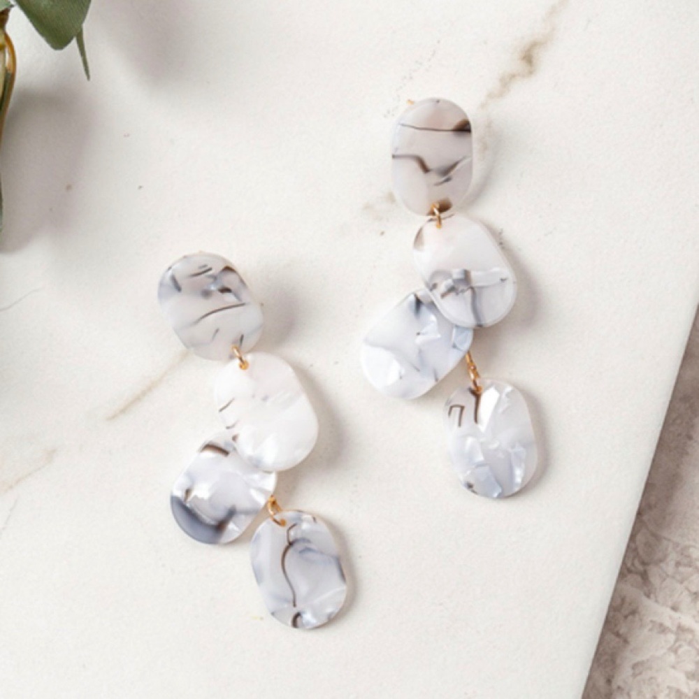 Acrylic Drop Earrings, Black and White